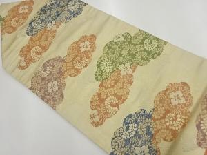 雲に花菱・花唐草模様織出し名古屋帯